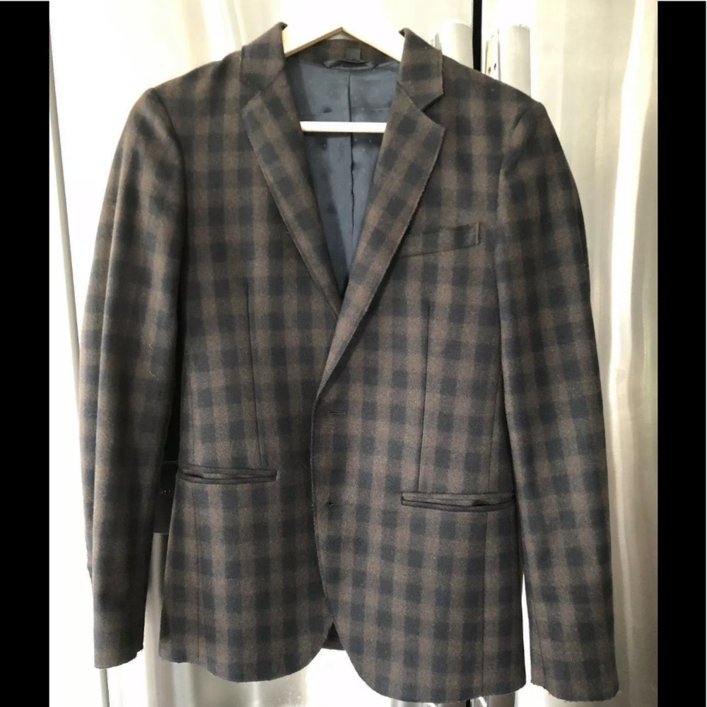 Sisley checked wool‎ blend blazer jacket Size US 42